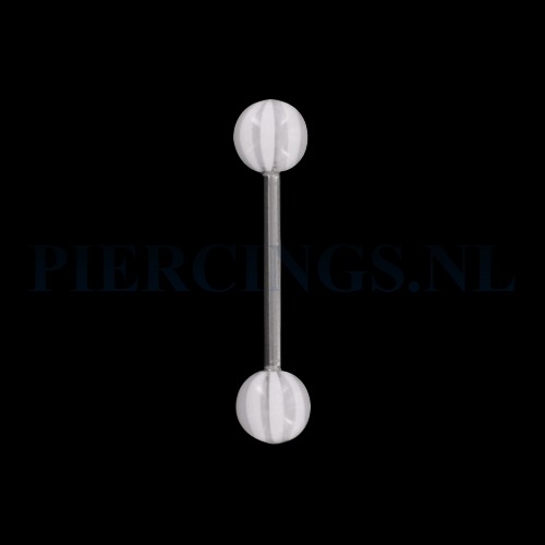 Tongpiercing acryl strandbal transparant met wit