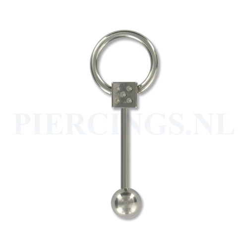Tongpiercing dobbelsteen met ring