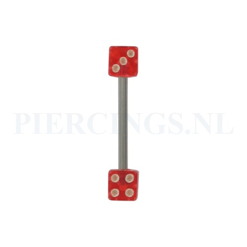 Tongpiercing dobbelsteen rood