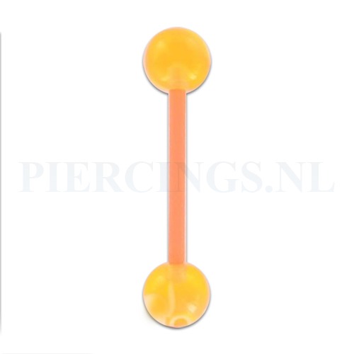 Tongpiercing flexibel marmer oranje