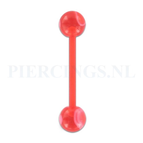 Tongpiercing flexibel marmer rood