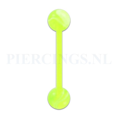 Tongpiercing flexibel marmer UV geel