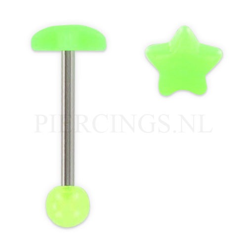 Tongpiercing glow in the dark ster