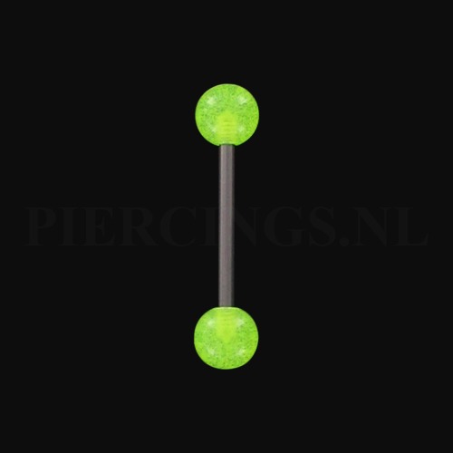 Tongpiercing glow in the dark UV-geel