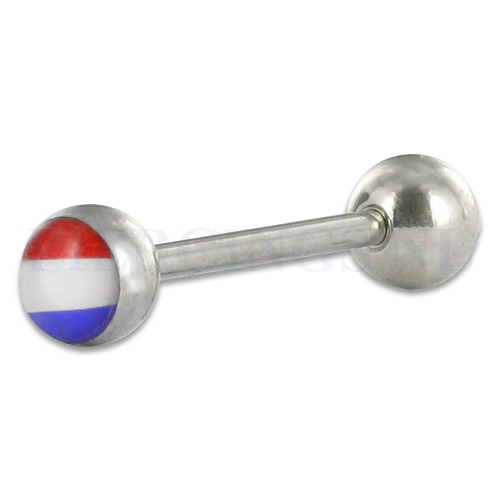 Tongpiercing logo Nederlandse vlag 6 mm bal