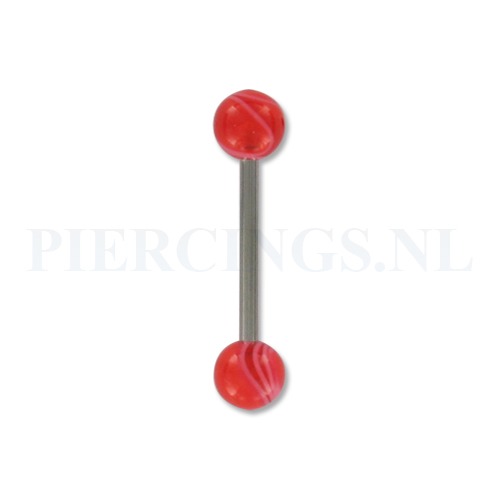 Tongpiercing marmer-look rood