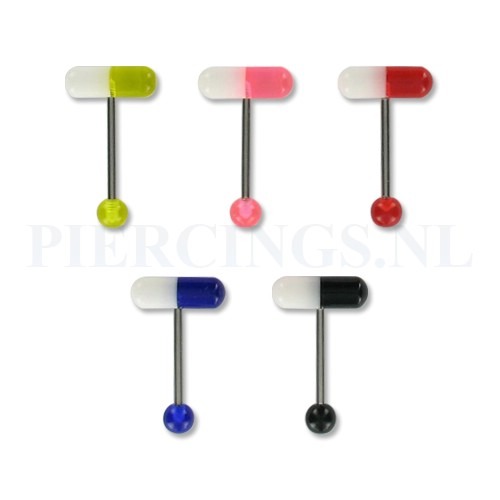 Tongpiercing pil zwart