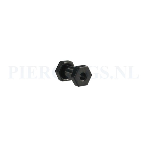 Tunnel zeshoek zwart 4 mm 4 mm