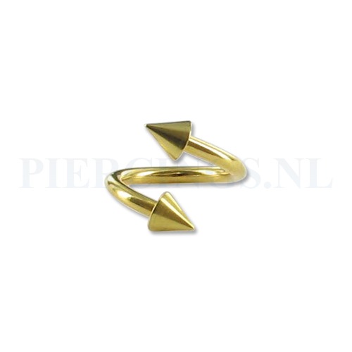 Twister 1.6 mm goud kleur spikes 10 mm